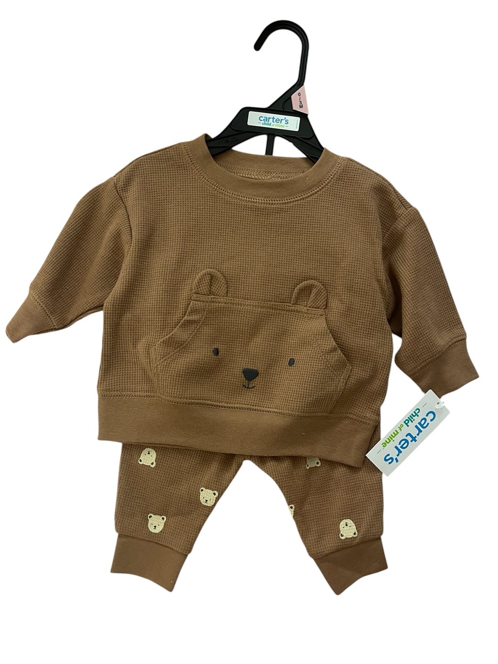 Carter's Tan Bear Waffle Knit Two-Piece Set - size 0-3 months